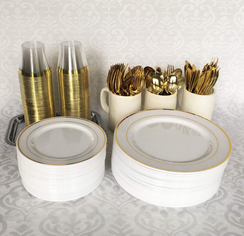 JL Prime 75 Piece Gold Plastic Silverware Set - Reusable & Recyclable - Gold Plastic Utensils for Weddings, Anniversaries, Showers, Parties - 25 Forks, 25 Spoons, 25 Knives - Elegant Cutlery by JL Prime - Image 5